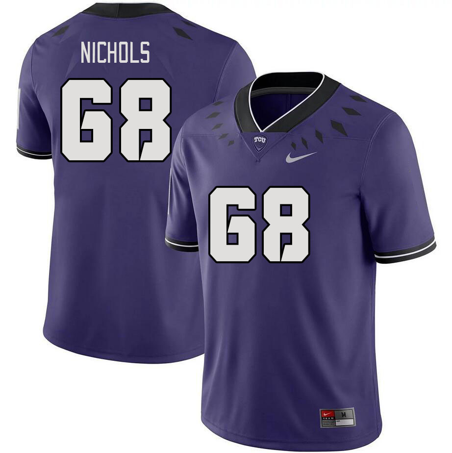 Men #68 Michael Nichols TCU Horned Frogs 2023 College Footbal Jerseys Stitched-Purple